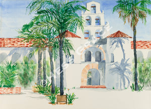 Painting of Hepner Hall San Diego State University