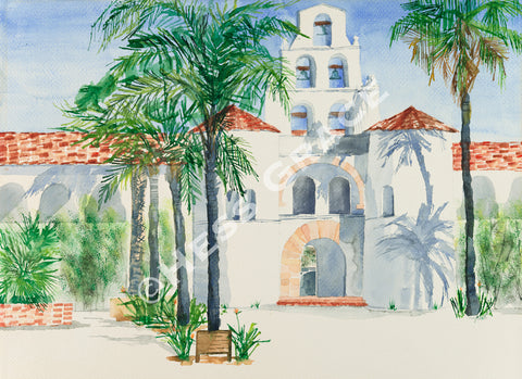 Painting of Hepner Hall San Diego State University